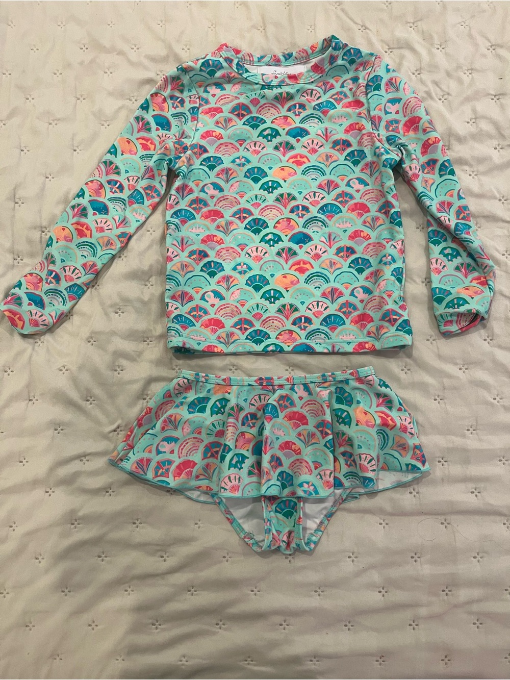 SweetHoney Aqua Multi Long-Sleeve Rash Guard Two-Piece Swimsuit